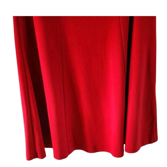 Lands End Red Cotton A Line Skirt Pleated Pull On Pleated Womens Petite S 6 8 - Picture 3 of 8